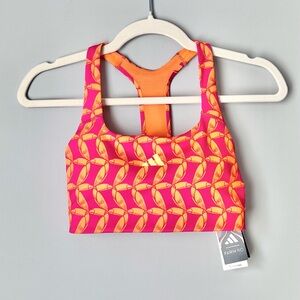 adidas x FARM Rio Medium-Support Sports Bra | Pink /Orange | Size XS